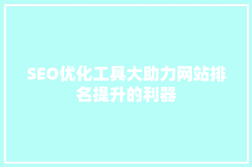 SEO优化工具大助力网站排名提升的利器