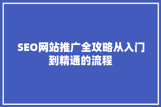 SEO网站推广全攻略从入门到精通的流程