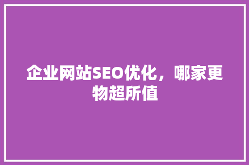 企业网站SEO优化，哪家更物超所值