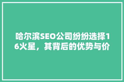 哈尔滨SEO公司纷纷选择16火星，其背后的优势与价值