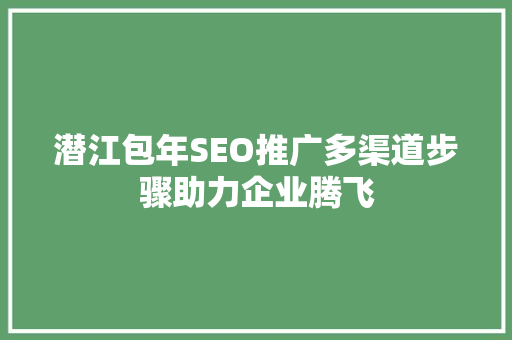 潜江包年SEO推广多渠道步骤助力企业腾飞