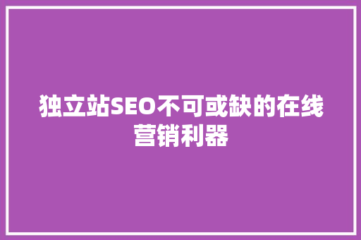 独立站SEO不可或缺的在线营销利器