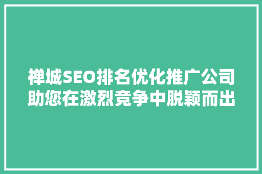 禅城SEO排名优化推广公司助您在激烈竞争中脱颖而出