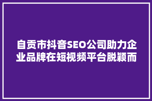自贡市抖音SEO公司助力企业品牌在短视频平台脱颖而出