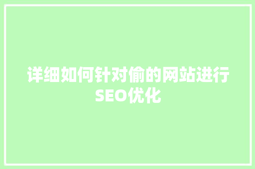 详细如何针对偷的网站进行SEO优化