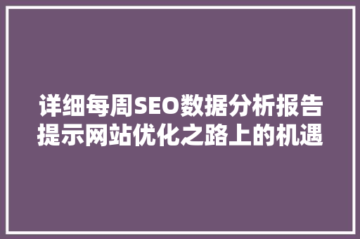 详细每周SEO数据分析报告提示网站优化之路上的机遇与挑战