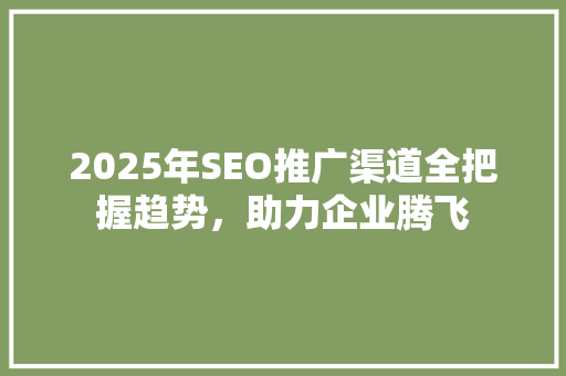 2025年SEO推广渠道全把握趋势，助力企业腾飞