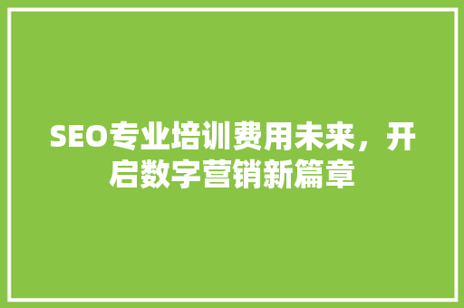 SEO专业培训费用未来，开启数字营销新篇章
