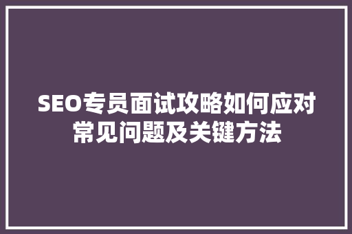 SEO专员面试攻略如何应对常见问题及关键方法