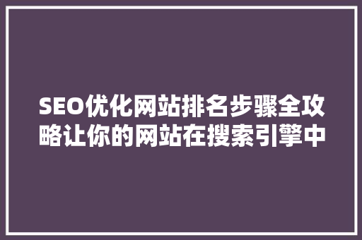 SEO优化网站排名步骤全攻略让你的网站在搜索引擎中脱颖而出