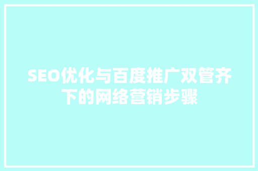 SEO优化与百度推广双管齐下的网络营销步骤