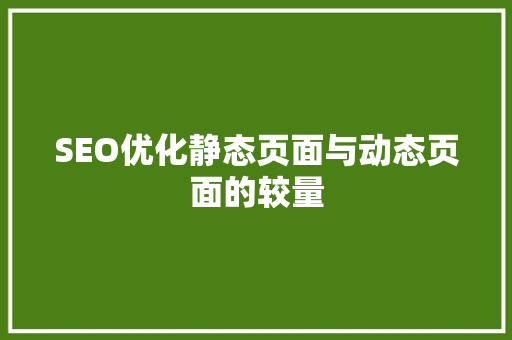 SEO优化静态页面与动态页面的较量