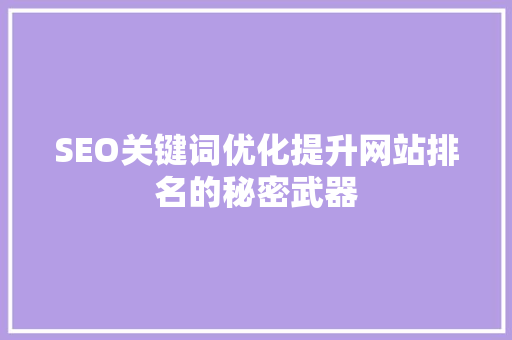 SEO关键词优化提升网站排名的秘密武器