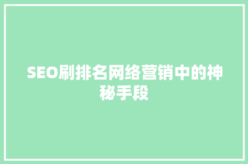 SEO刷排名网络营销中的神秘手段