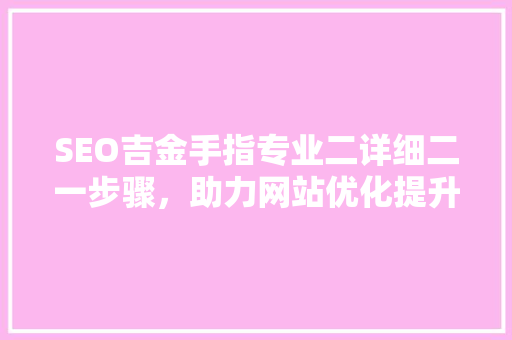 SEO吉金手指专业二详细二一步骤，助力网站优化提升