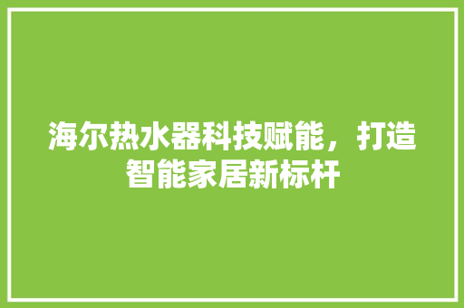 海尔热水器科技赋能，打造智能家居新标杆