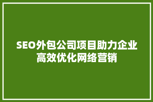 SEO外包公司项目助力企业高效优化网络营销