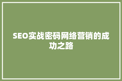 SEO实战密码网络营销的成功之路