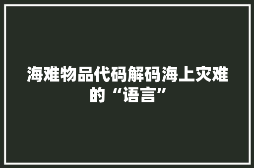 海难物品代码解码海上灾难的“语言”