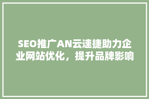 SEO推广AN云速捷助力企业网站优化，提升品牌影响力
