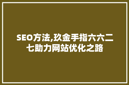 SEO方法,玖金手指六六二七助力网站优化之路