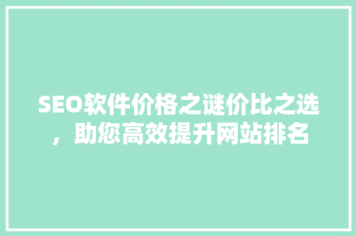 SEO软件价格之谜价比之选，助您高效提升网站排名