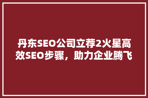 丹东SEO公司立荐2火星高效SEO步骤，助力企业腾飞