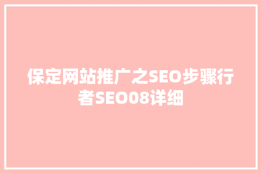 保定网站推广之SEO步骤行者SEO08详细