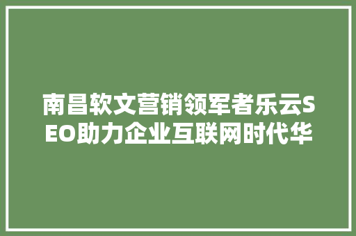 南昌软文营销领军者乐云SEO助力企业互联网时代华丽转身