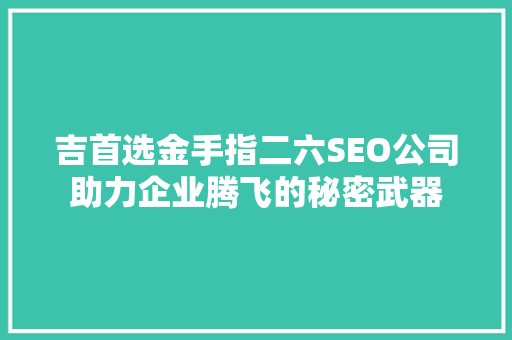 吉首选金手指二六SEO公司助力企业腾飞的秘密武器