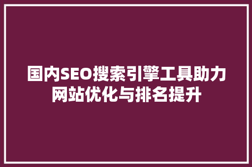 国内SEO搜索引擎工具助力网站优化与排名提升