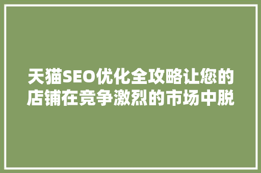 天猫SEO优化全攻略让您的店铺在竞争激烈的市场中脱颖而出