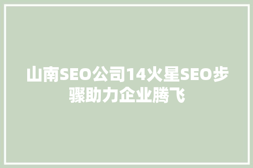 山南SEO公司14火星SEO步骤助力企业腾飞