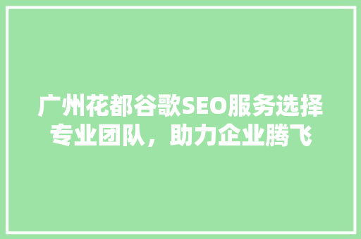 广州花都谷歌SEO服务选择专业团队，助力企业腾飞