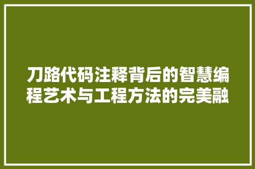 刀路代码注释背后的智慧编程艺术与工程方法的完美融合