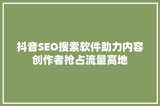 抖音SEO搜索软件助力内容创作者抢占流量高地