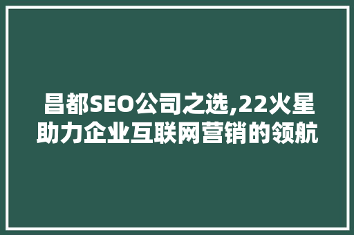 昌都SEO公司之选,22火星助力企业互联网营销的领航者