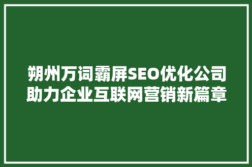 朔州万词霸屏SEO优化公司助力企业互联网营销新篇章