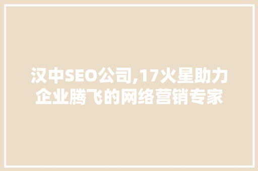 汉中SEO公司,17火星助力企业腾飞的网络营销专家