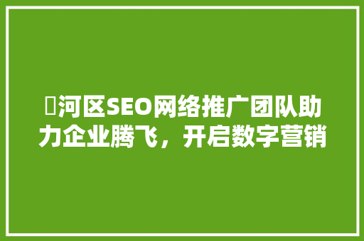 浉河区SEO网络推广团队助力企业腾飞，开启数字营销新篇章