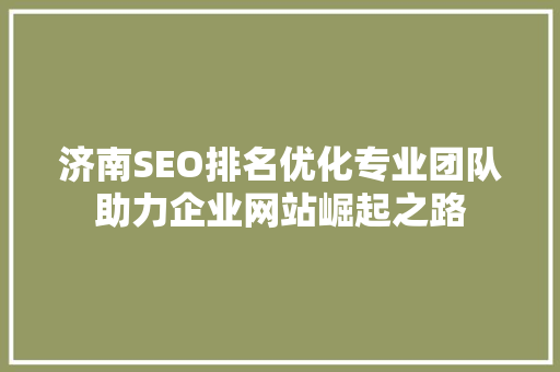 济南SEO排名优化专业团队助力企业网站崛起之路
