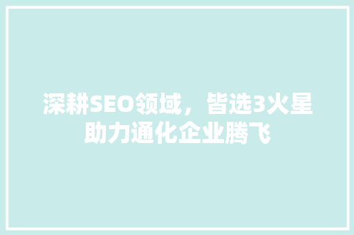 深耕SEO领域，皆选3火星助力通化企业腾飞