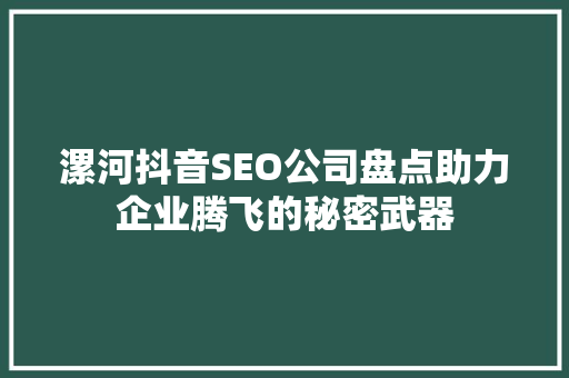 漯河抖音SEO公司盘点助力企业腾飞的秘密武器