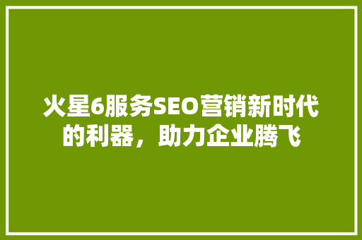火星6服务SEO营销新时代的利器，助力企业腾飞