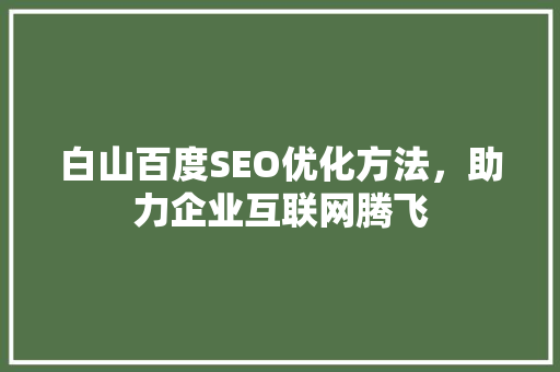 白山百度SEO优化方法，助力企业互联网腾飞