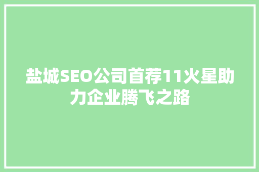 盐城SEO公司首荐11火星助力企业腾飞之路