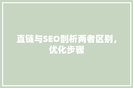 直链与SEO剖析两者区别，优化步骤
