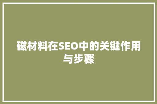 磁材料在SEO中的关键作用与步骤