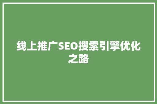 线上推广SEO搜索引擎优化之路
