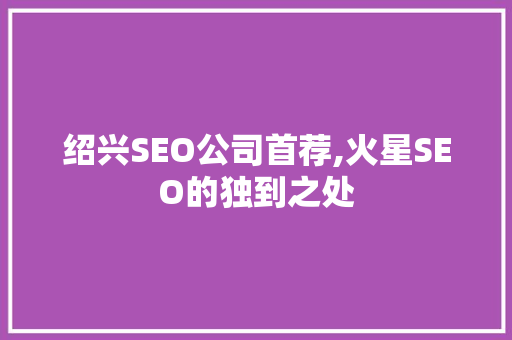 绍兴SEO公司首荐,火星SEO的独到之处